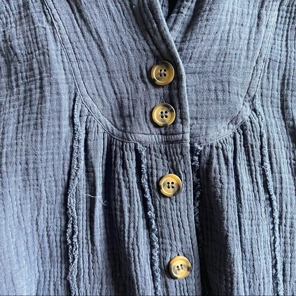 Free People Gauze Summer Button Down Top - Blue - XS - Picture 4 of 6